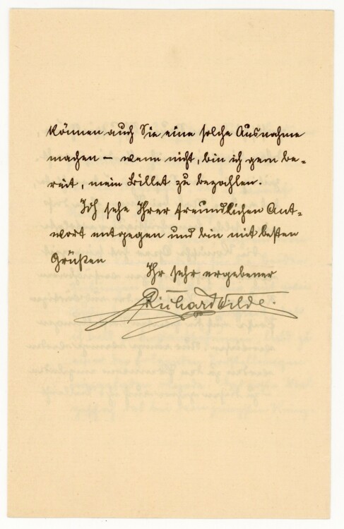 Richard Wilde Brief an unbekannt  - 5.4.1907
