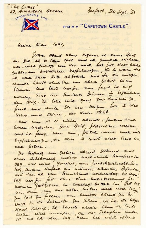 Hermann Brief an Lotti (Liebesbrief) - 20.9.1955