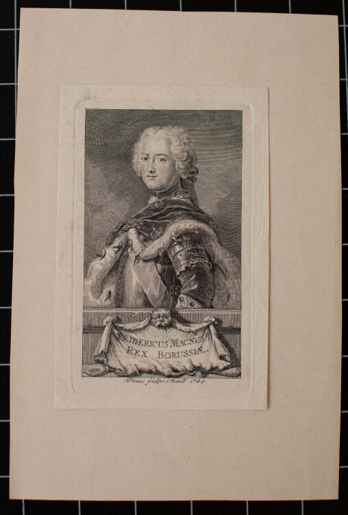 Jonas Haas - Profilbrustbild Friedrichs des Großen - Kupferstich - 1749
