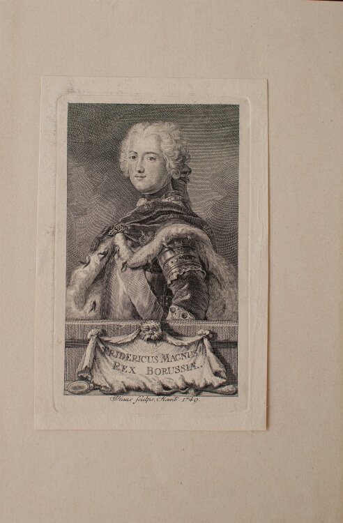 Jonas Haas - Profilbrustbild Friedrichs des Großen - Kupferstich - 1749
