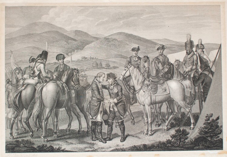 Johann Samuel Ring - Friedrich II. verabschiedet General von Winterfeld - Stahlstich - o.J.