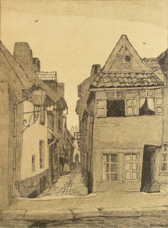 Edmund Schaefer - Straßenansicht Bremen - Lithografie - 1904