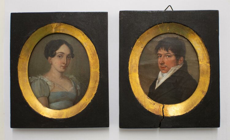 Unbekannt - Zwei Porträts eines Ehepaares - Gouache...
