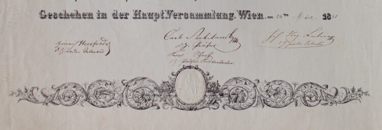 Kaiserliche königliche Gesellschaft der Ärzte in Wien (Wien) - Urkunde für Franz Xaver Ritter von Heintl jun.  - 24.03.1851