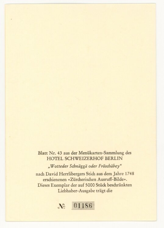 Hotel Schweizerhof - Menükarte  - 28.08.1979