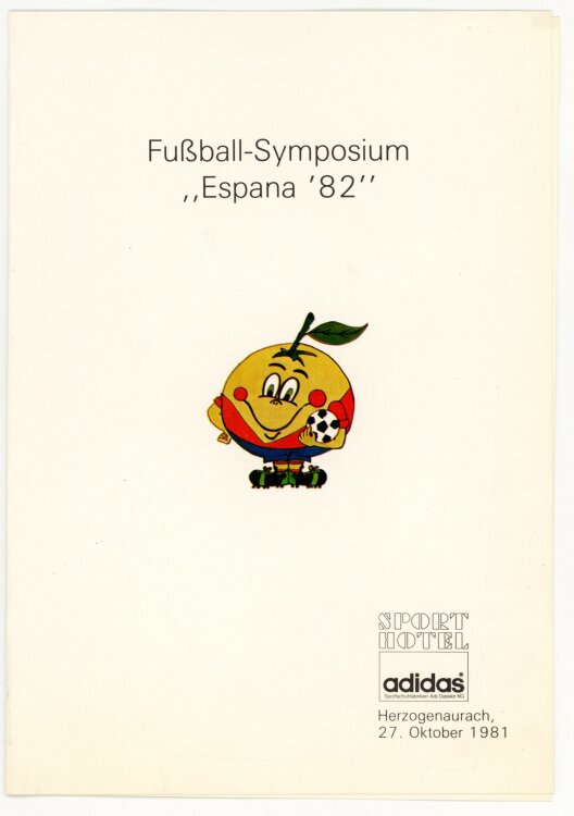 Fußball-Symposium "Espana ´82" - Menükarte  - 27.10.1981
