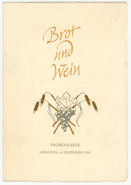 Probenfolge der Deutschen Qualitätsweine und Brote - Probenkarte  - 4.12.1962
