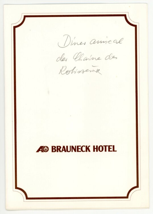 Menükarte AO Brauneck Hotel - Menükarte