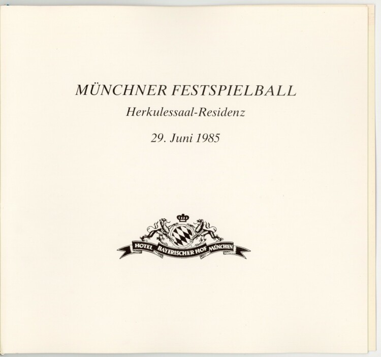 Münchner Festspielball - Herkulessaal - Weinkarte  - 29.6.1985