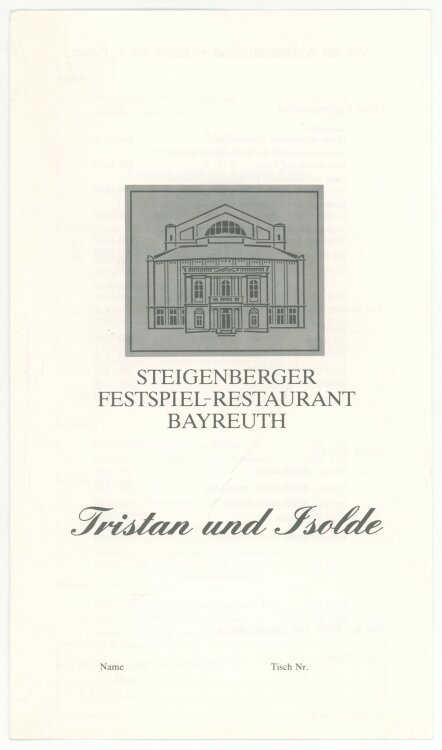 Steigenberger Festspiel-Restaurant - Menükarte an  -