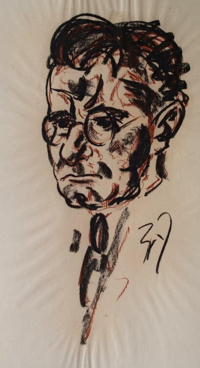 Fritz Zalisz - Porträt des Komponisten Ernst Smigelski - Kohle - 1926