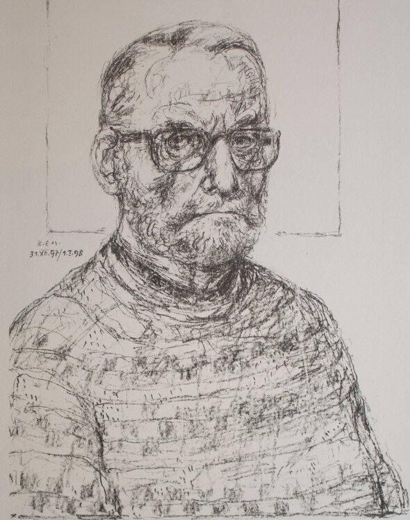 Karl Erich Müller - Selbstbildnis mit Brille - Lithografie - 1997-1998