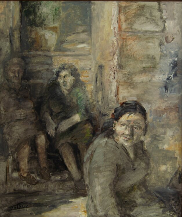 Bernt Wilke - Frauen auf der Treppe, Italie - Ölmalerei - 1991