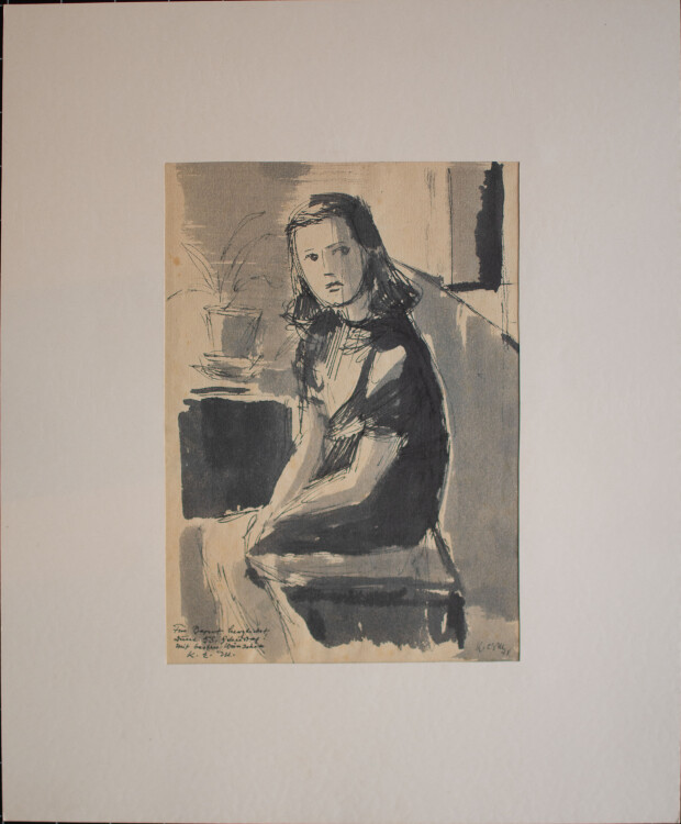 Karl Erich Müller - Modell in der "Fähre" - Lithografie - 1948