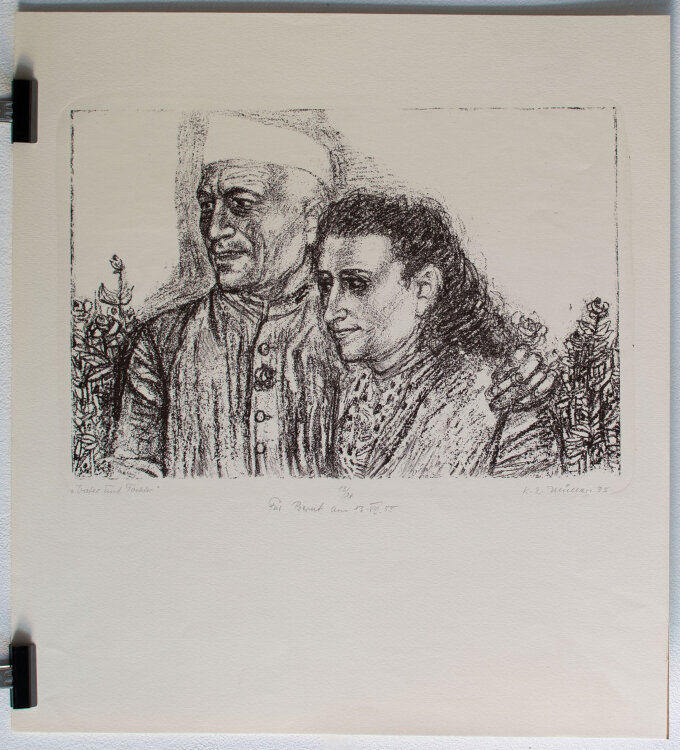 Karl Erich Müller - Vater und Tochter, Indien - Lithografie - 1985