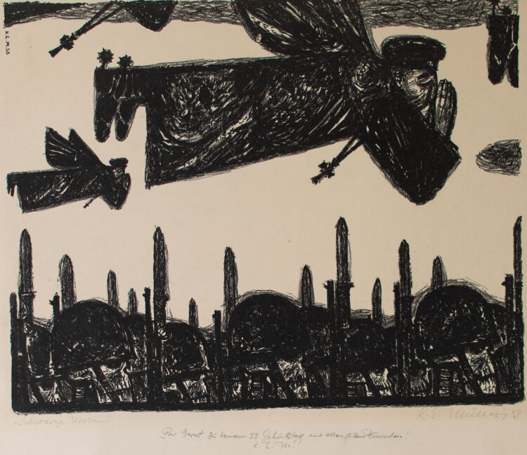 Karl Erich Müller - Schwarze Wolten - Lithografie - 1958