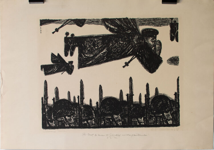 Karl Erich Müller - Schwarze Wolten - Lithografie - 1958