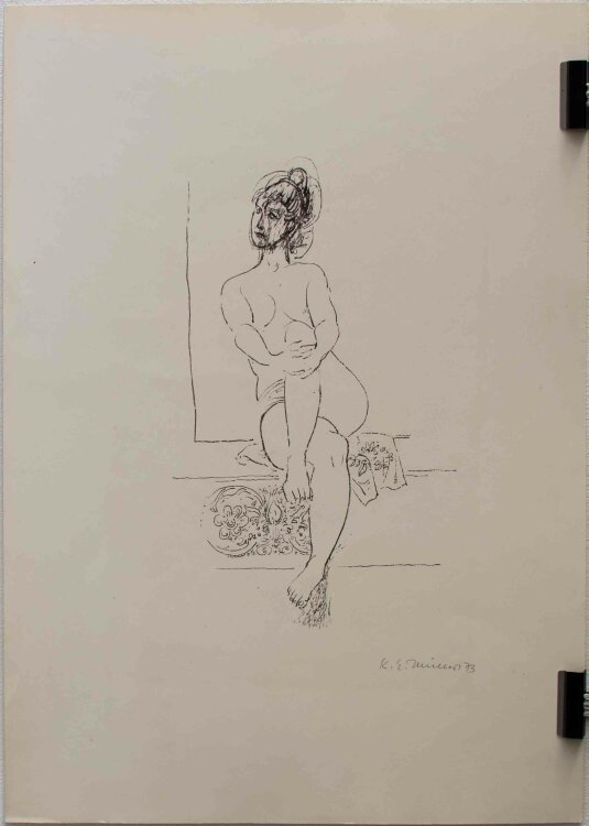 Karl Erich Müller - Sitzende weiblicher Akt - Lithografie - 1973