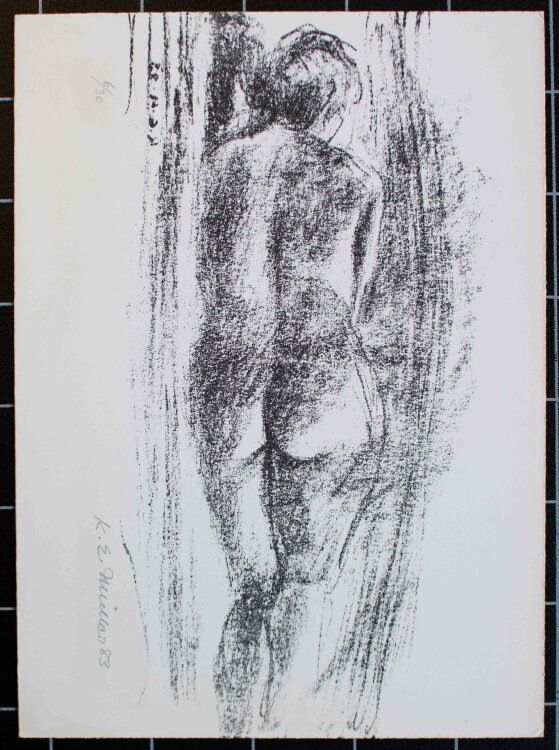 Karl Erich Müller - Stehender weiblicher Akt - Lithografie - 1983