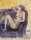 Kirchem (signiert) - Frauenakt auf lila Sofa - Aquarell - 1985