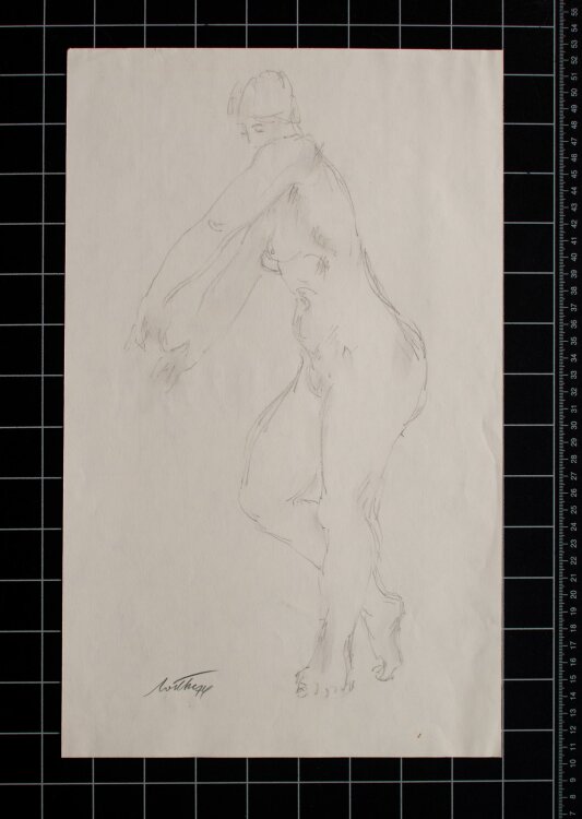 Bernt Wilke - Stehender Frauenakt - Bleistiftzeichnung - 1974