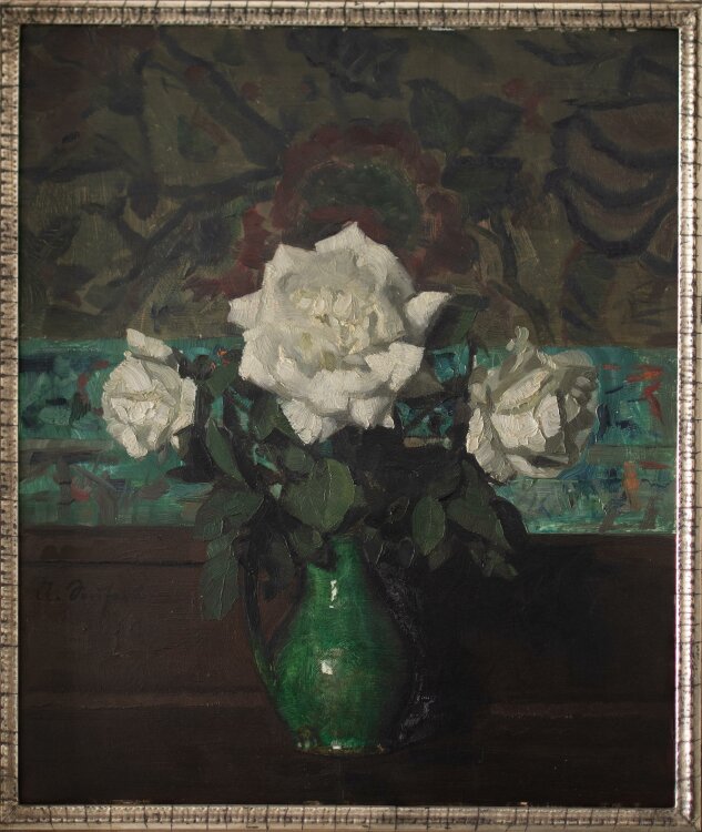 Arthur Seufert - Blumenstillleben mit weißen Rosen - Öl - um 1915