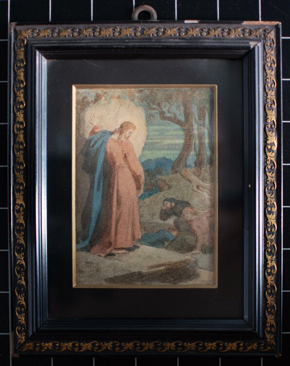 Unleserlich signiert - Jesus im Garten Gethsemane - Aquarell - um 1850