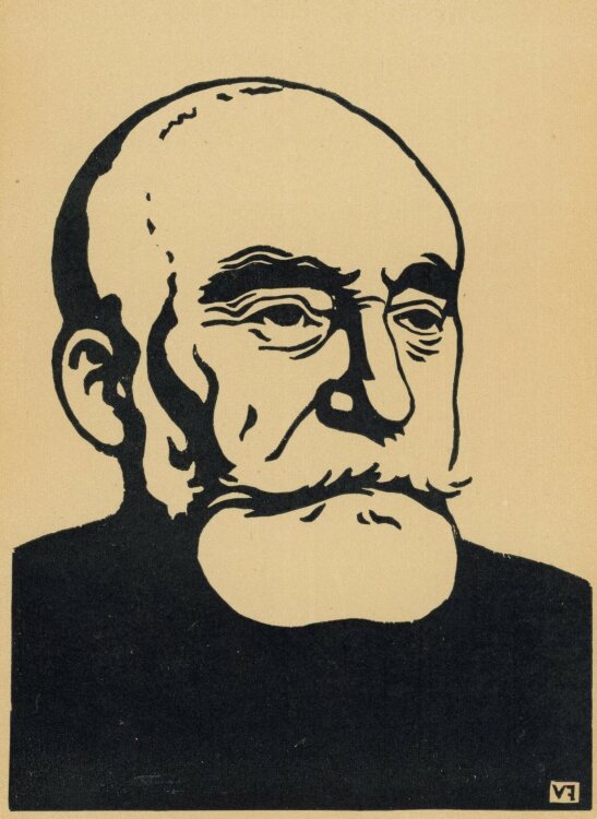 Felix Vallotton - Porträt Puvis de Chavannes - Holzschnitt - 1899