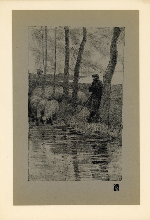 Robert Sterl - Der Schafhirte - Lithografie - 1898-1900