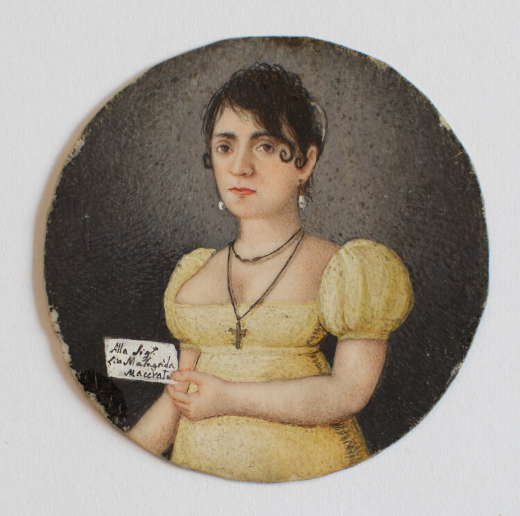 Miniatur Portrait Dame Italien Frauenporträt Malagrida Macerata 19. Jh.