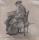 Arthur Langhammer - Frau am Schreibtisch - Bleistiftzeichnung - 1873