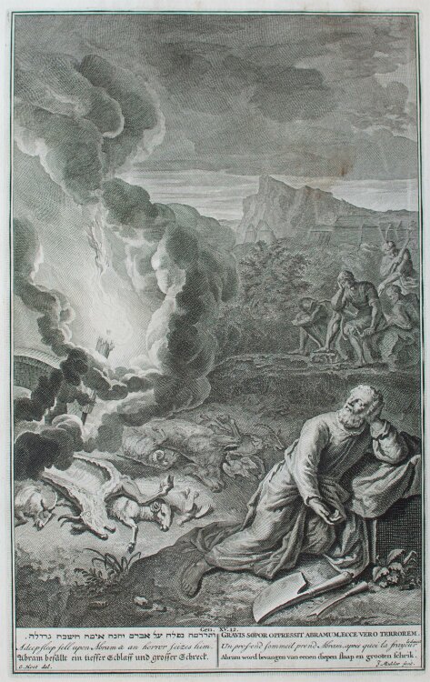 Joseph Mulder - Abram Gen. 15/12. Schlaf und Schrecken - Kupferstich - 1720-1728