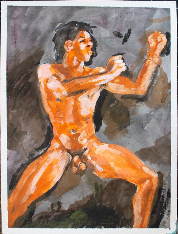 Willibrord Haas - Wonderful boxing Indian - Aquarell - 2022