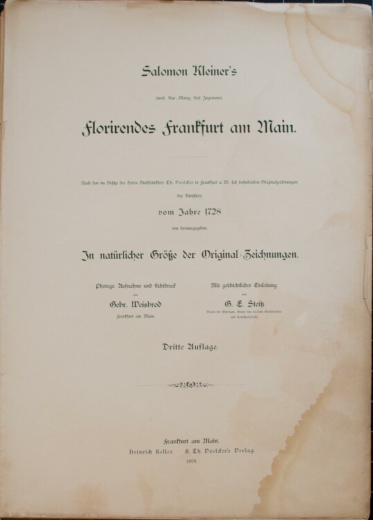 Salomon Kleiner und A.G.Eduard Steitz - Kleiners Florirendes Frankfurt am Main - Lichtdrucktafeln - 1878