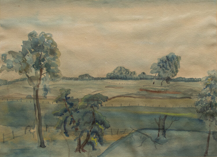 Unbekannt - Weite Landschaft mit Feldern - Aquarell - 20. Jh.