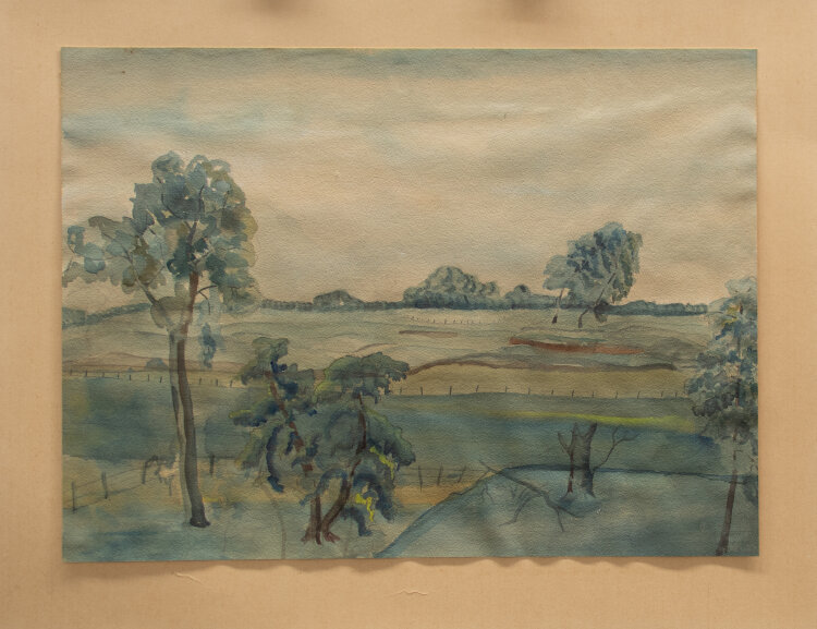 Unbekannt - Weite Landschaft mit Feldern - Aquarell - 20. Jh.