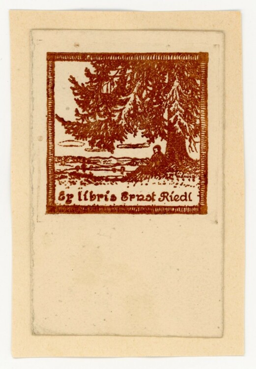 Unbekannt - Exlibris Ernst Riedl (Baumlandschaft) -...