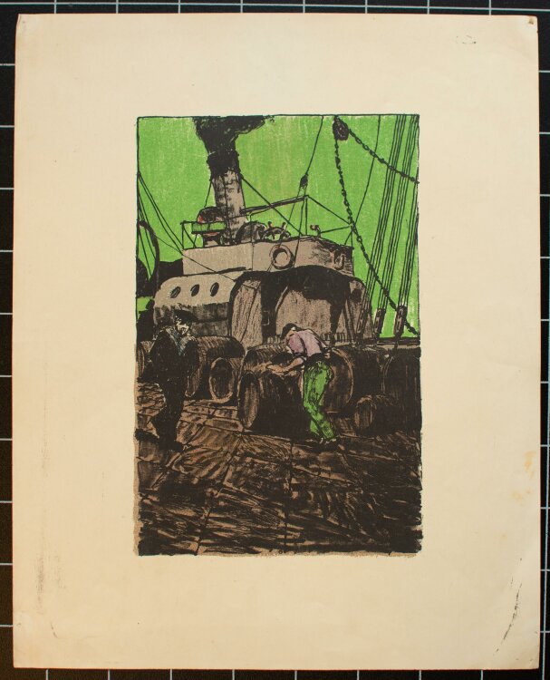 Unbekannt - Frachtdampfschiff - Lithografie - um 1910/20