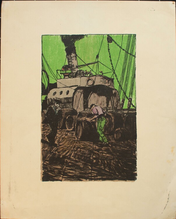 Unbekannt - Frachtdampfschiff - Lithografie - um 1910/20