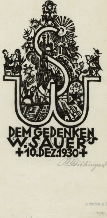 Max Kislinger - Dem Gedenken W. Sauers - Holzschnitt - 1930-32