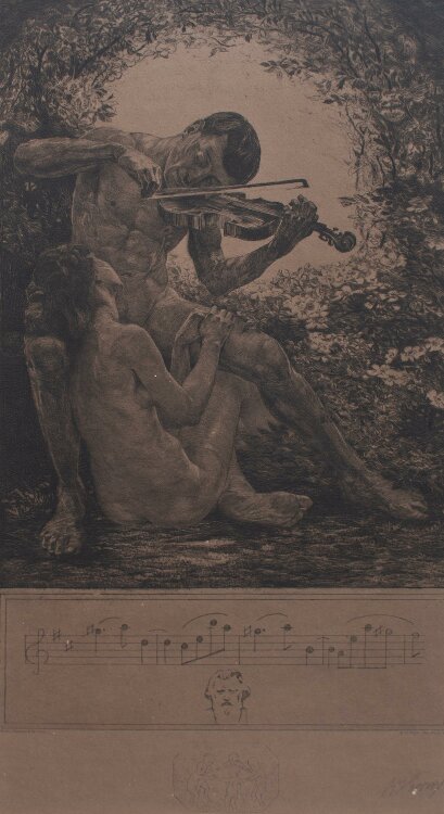 Bruno Héroux - Liebespaar, "Rosenlaube" aus: Vae Solis - Radierung - 1909