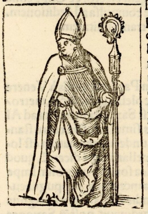 Unbekannt - Bischof mit Hirtenstab - aus: Sebastian Münster Cosmographia - Holzschnitt - o.J.
