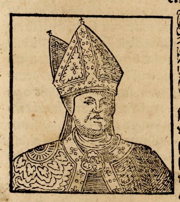 Unbekannt - Bischof mit Mitra - aus: Sebastian Münster Cosmographia - Holzschnitt - o.J.