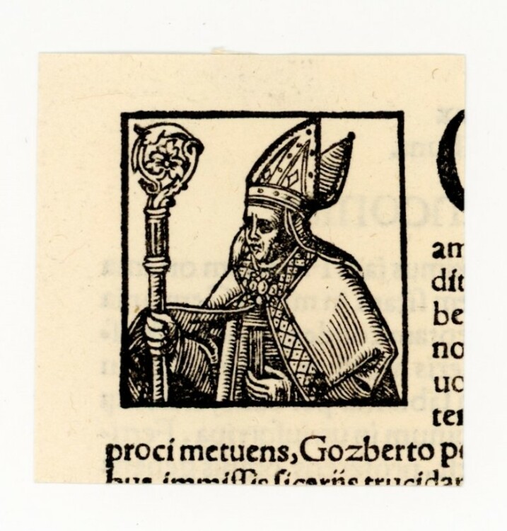 Unbekannt - Bischof mit Hirtenstab - aus: Sebastian Münster Cosmographia - Holzschnitt - o.J.