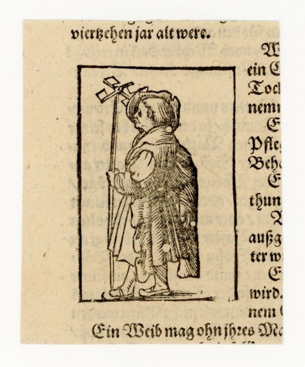 Unbekannt - Mann mit Meßinstrument - aus: Sebastian Münster Cosmographia - Holzschnitt - o.J.