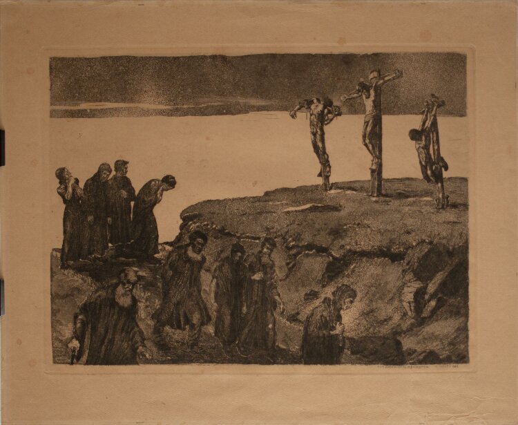 Albert Welti - Bibelerzählung Kreuzigung Golgatha - Radierung - 1914