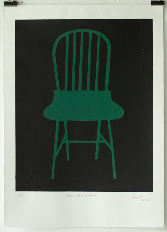 Unleserlich signiert (Rut?) - Green Chair on Black - 2015 - Offsetdruck