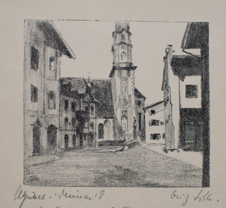 Margarethe Geibel - Das Goethehaus in MIttenwald - 1918 - Lithografie