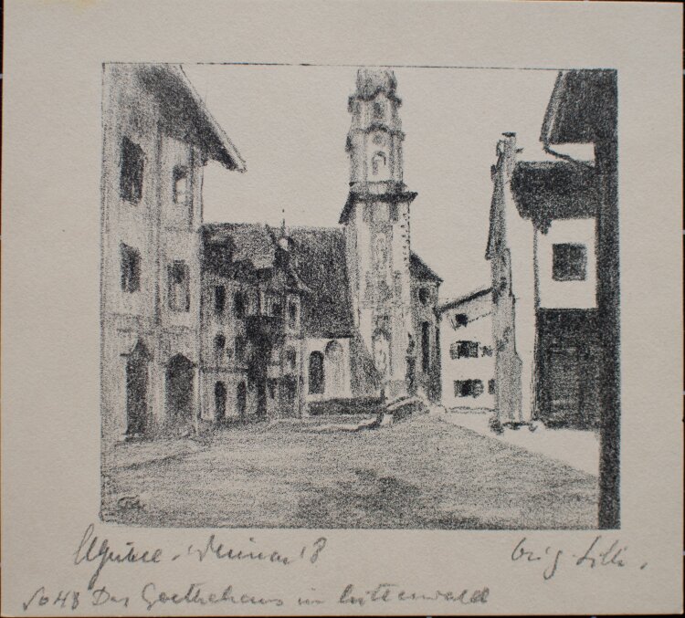 Margarethe Geibel - Das Goethehaus in MIttenwald - 1918 - Lithografie