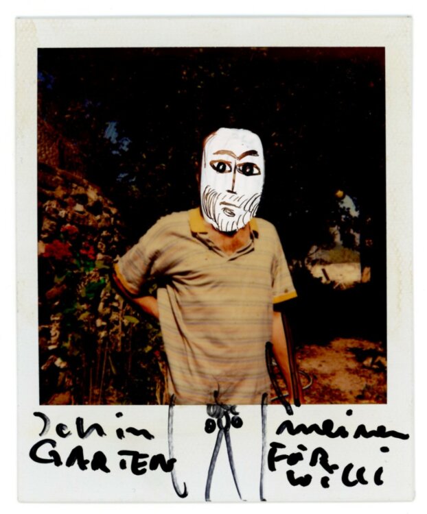 Alexander Vorbau - Katze; Männerporträt; Selbstbildnis im Garten; Terzero; Segundo - 1990 - Malerei auf Polaroid